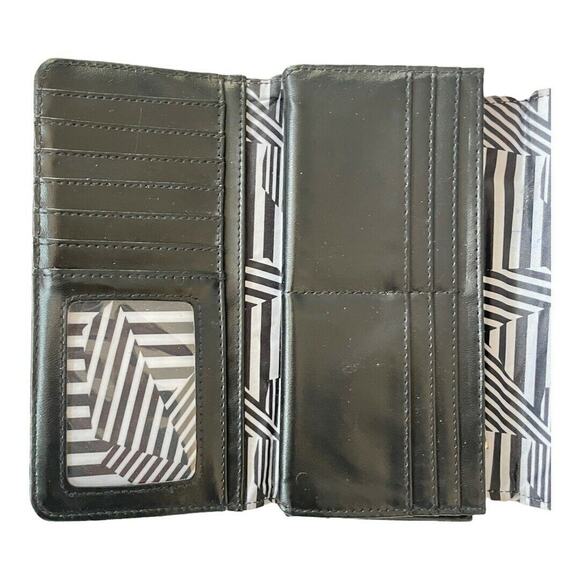 Nanette Lepore Black Long Quilted Vegan Leather Trifold Clutch Wallet - Picture 5 of 10